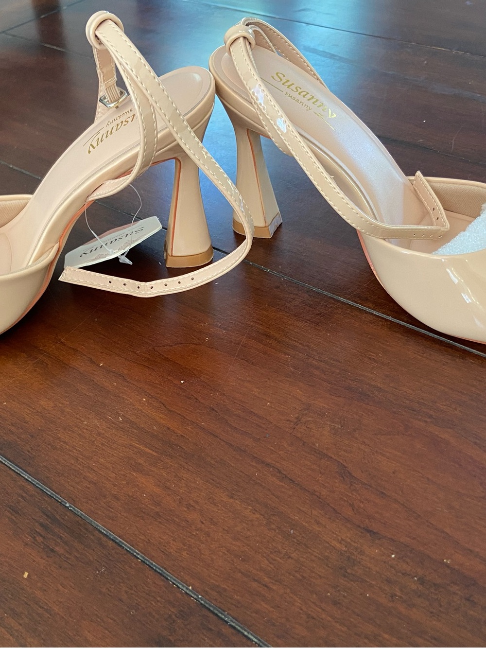 Nude Patent Slingback Heels